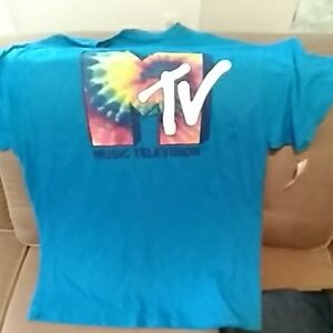 MTV Blue Tie-Dye Logo Tee